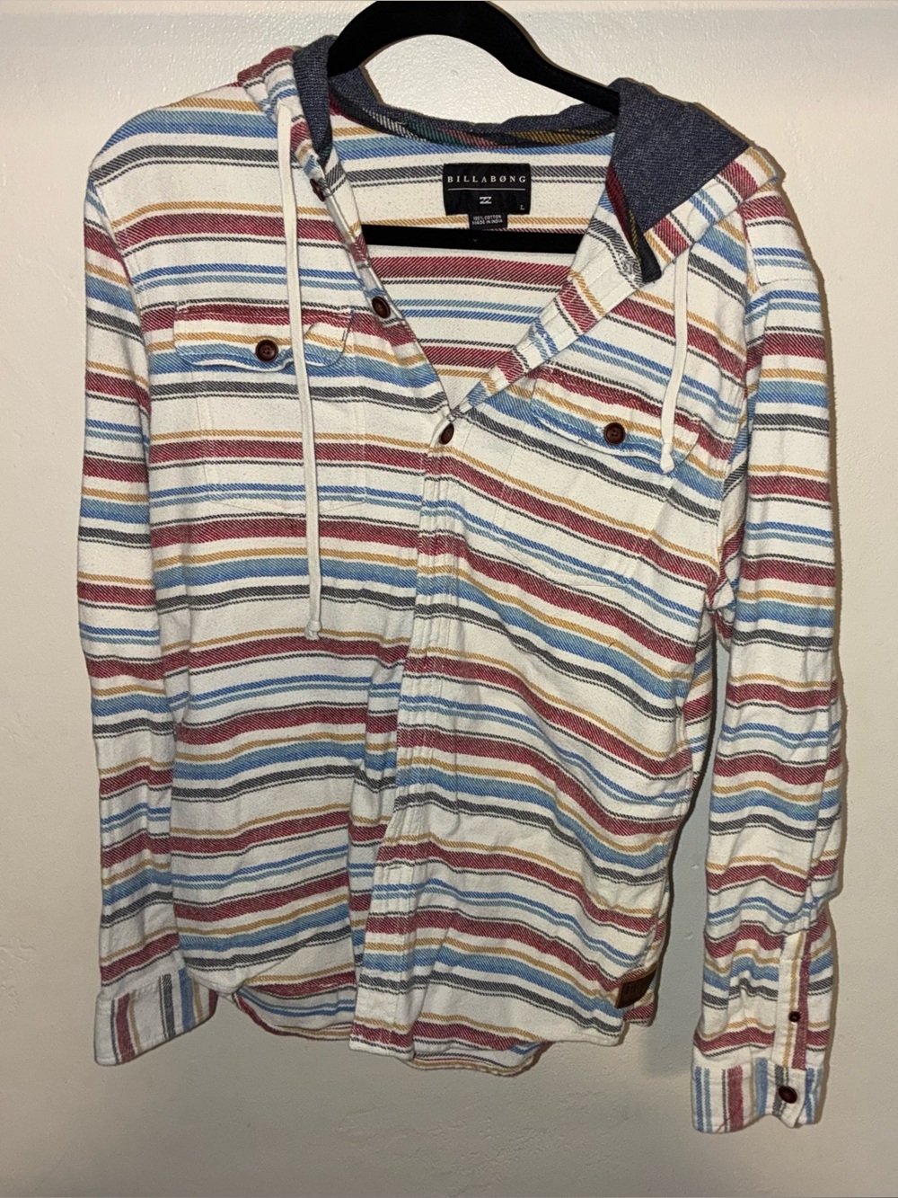 Billabong jacket 100% cotton striped button up pullover